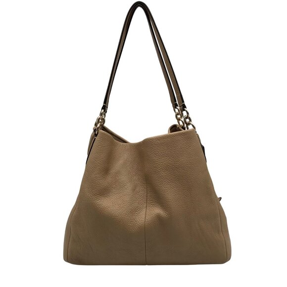 Coach Taupe Pebbled Leather Edie Shoulder Bag - Picture 1 of 11